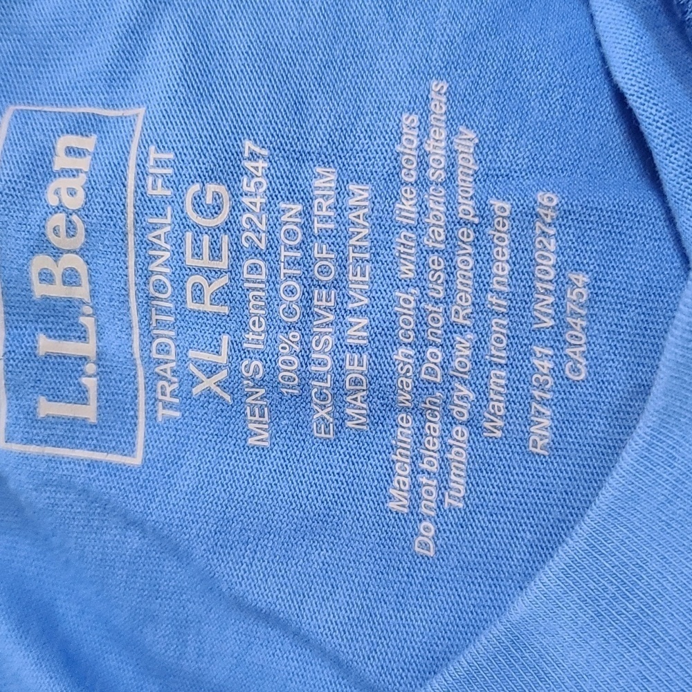 L L Bean Mens  Cotton T-shirt Blue Sz XL EUC - Picture 3 of 5